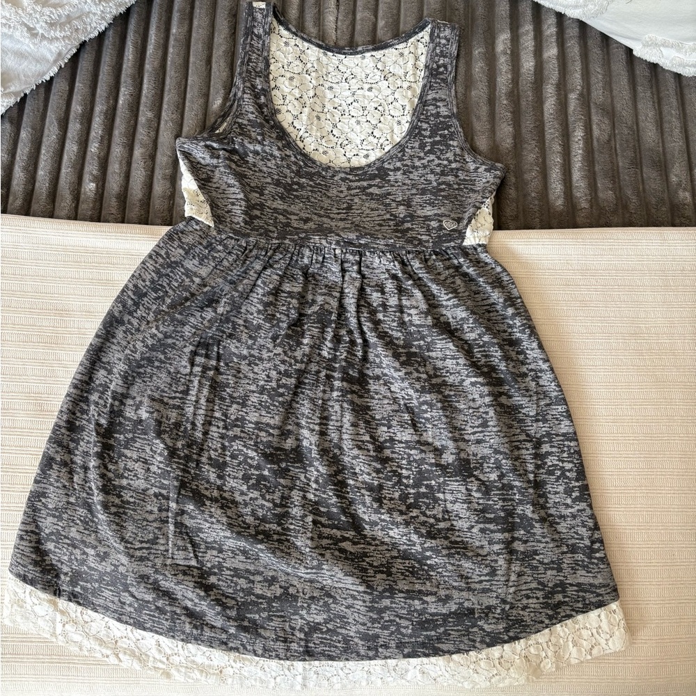 Metal Mulisha Gray Sleeveless Cloud Dress with Lace Detail